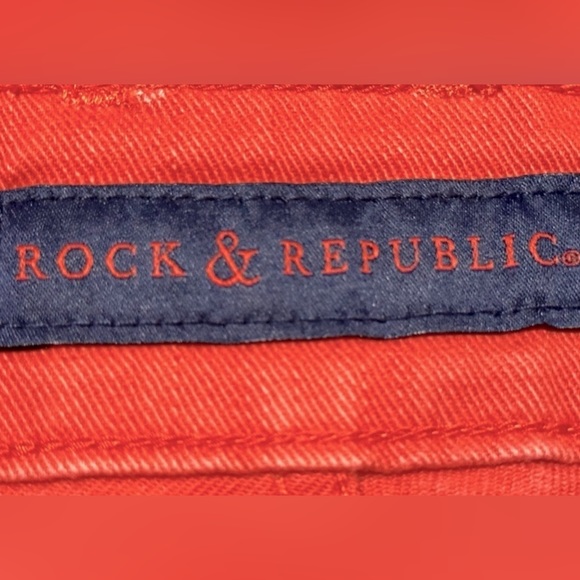 Rock & Republic Bonnaroo orange mid rise frayed hem jean short 16 - Picture 3 of 4